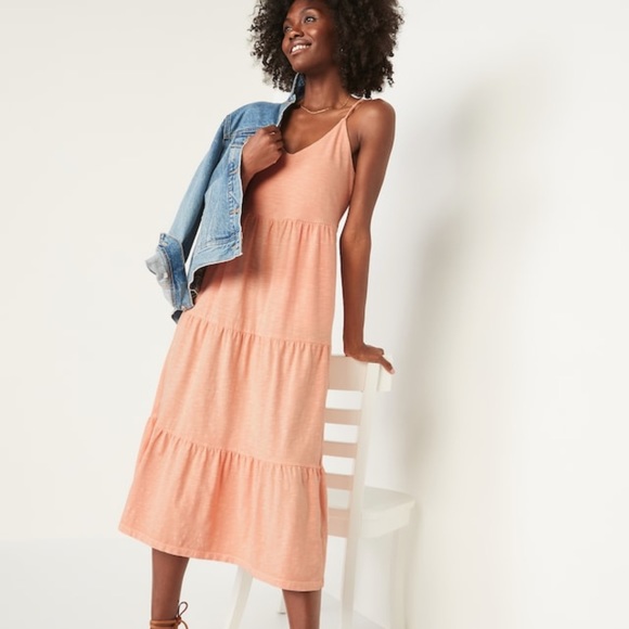 Tiered Slub-Knit Midi Cami Swing Dress for Women NWT Size M Just Peachy - Picture 3 of 9